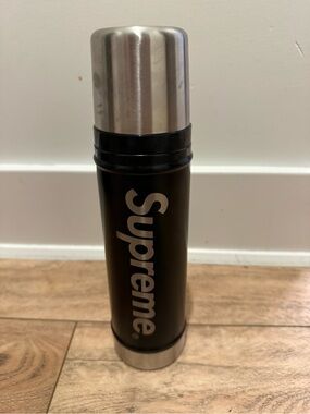 Supreme Black and Silver Insulated Thermos Bottle